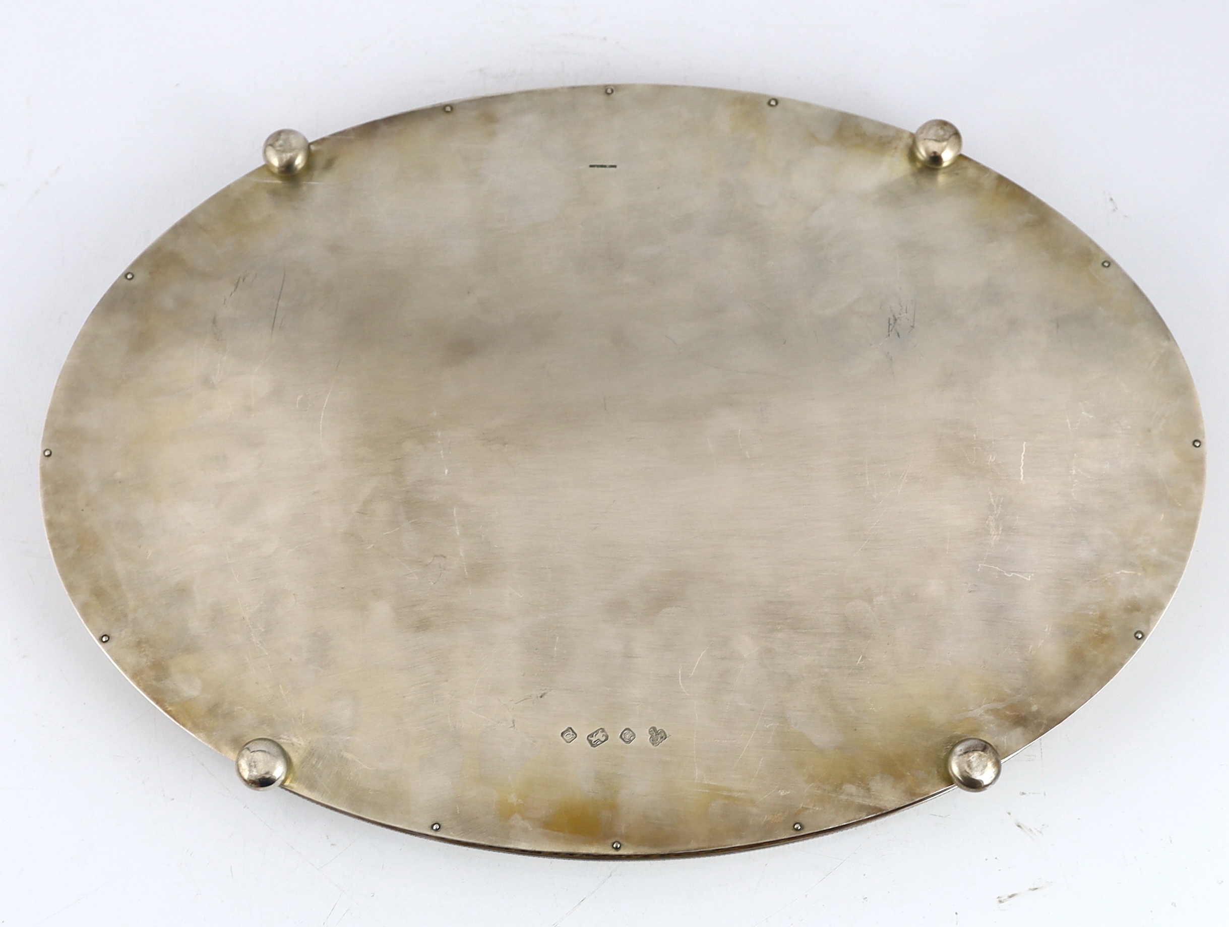 An Elizabeth II silver oval tea tray, by C.J. Vander Ltd